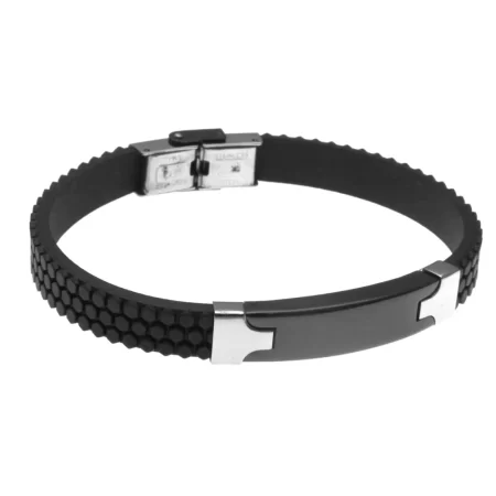 Bracciale uomo acciaio caucciù per incisione bcc0002