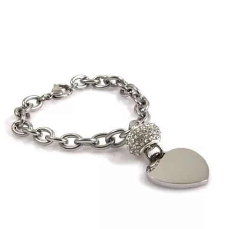 bracciale donna cuore in acciaio e strass bcc0037