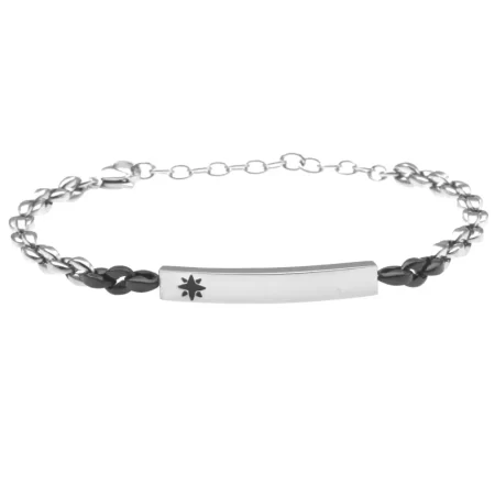 bracciale uomo incisione personalizzata acciaio piastra e timone bcc0399