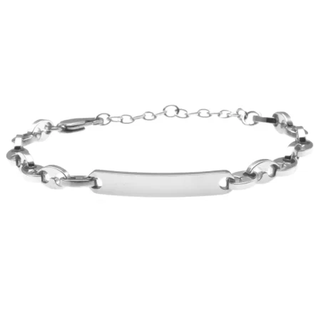 bracciale uomo con incisione acciaio con piastra personalizzabile bcc0408