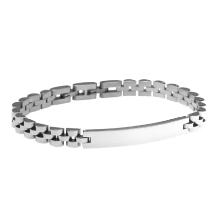 Bracciale personalizzato uomo in acciaio con piastra bcc0416