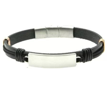 bracciale uomo da incidere pelle piastra acciaio bcc0471