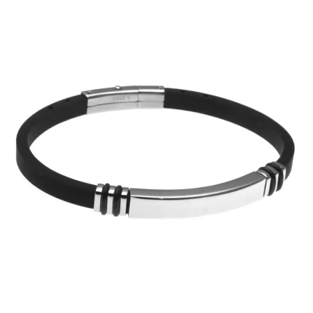 bracciale con incisione personalizzata uomo acciaio in caucciù bcc0510
