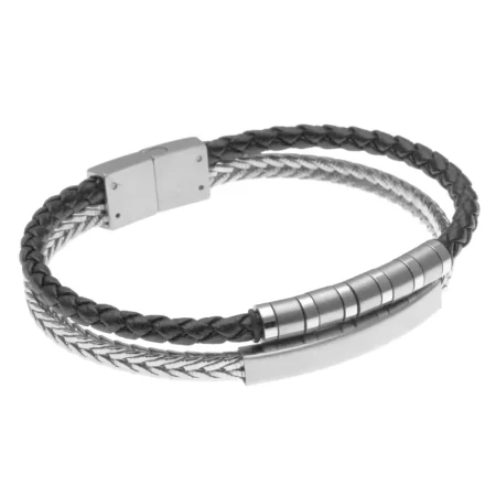 bracciale uomo incisione personalizzata pelle piastra in acciaio bcc0528