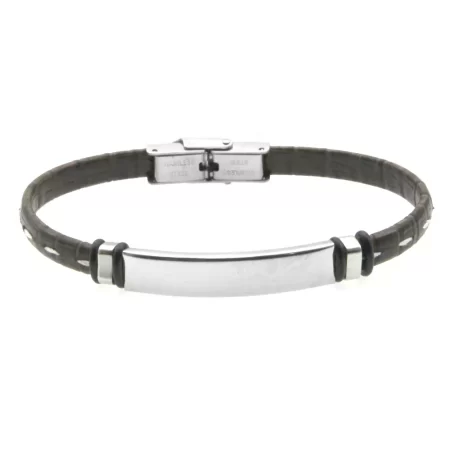 bracciale uomo con incisione personalizzata pelle marrone bcc0596