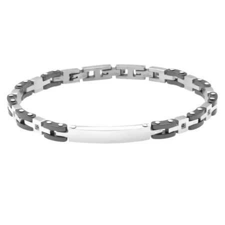 braccialetto con incisione uomo acciaio ceramica bcc0720