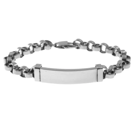 bracciale con incisione personalizzata uomo acciaio con piastra bcc0765