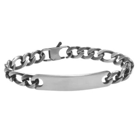 bracciale uomo con incisione grumetta acciaio invecchaito bcc0766