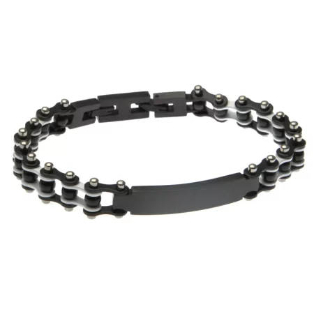 bracciale uomo personalizzato catena moto con piastra bcc0866