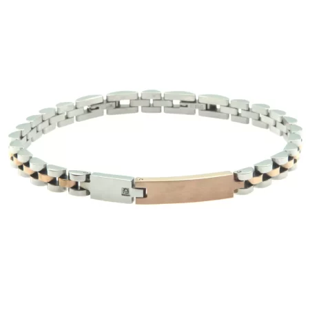 braccialetto personalizzato uomo piastra acciaio e strass bcc0882
