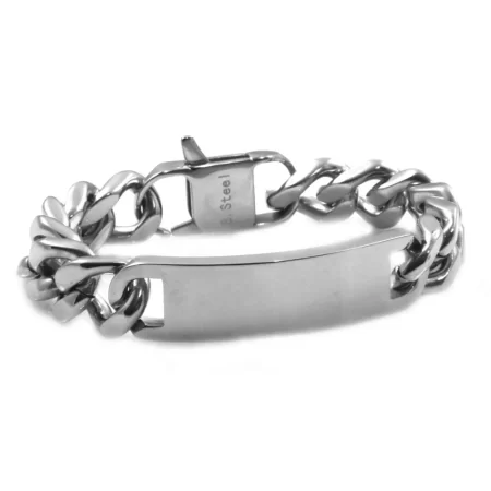 bracciale incisione uomo grumetta acciaio con piastra bcc1030