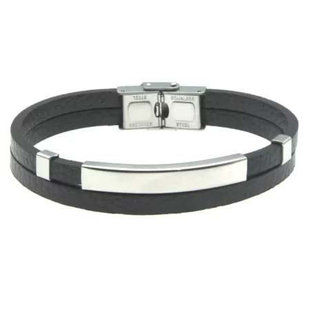 braccialetto personalizzato uomo pelle piastra in acciaio bcc1351