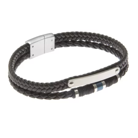 bracciale uomo da incidere in pelle con piastra acciaio bcc1450