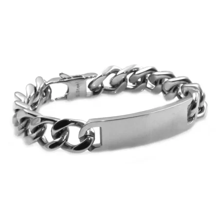 bracciale personalizzabile uomo grumetta acciaio con piastra bcc1487
