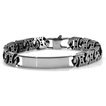 bracciale uomo incisione grumetta acciaio maglia lavorata bcc1492