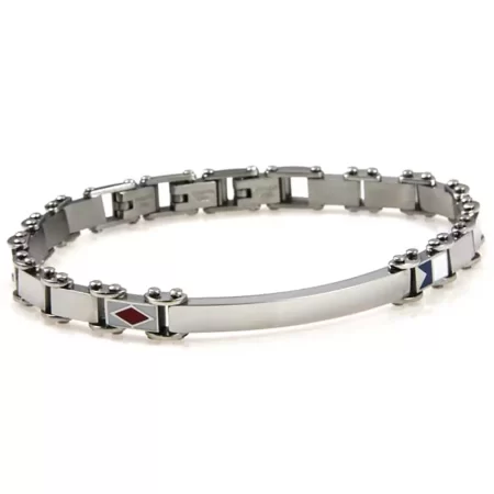 bracciale uomo incisione personalizzata acciaio piastra bandiere bcc1505