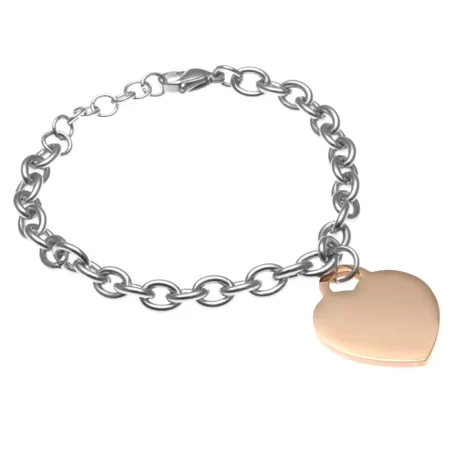 bracciale incisione donna con cuore in acciaio ramato bcc1522