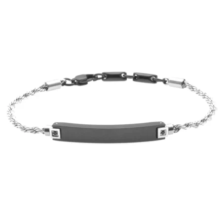 bracciale uomo con incisione personalizzata acciaio con piastra bcc1534