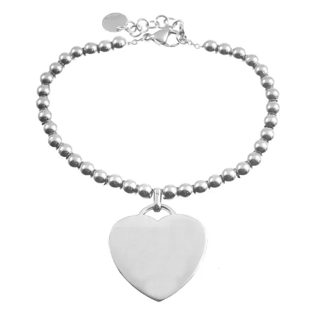 bracciale donna con incisione in acciaio con cuore bcc1687