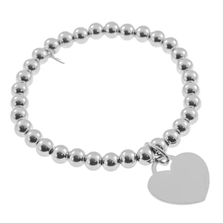 bracciale donna con incisione con cuore in acciaio elastico bcc1805