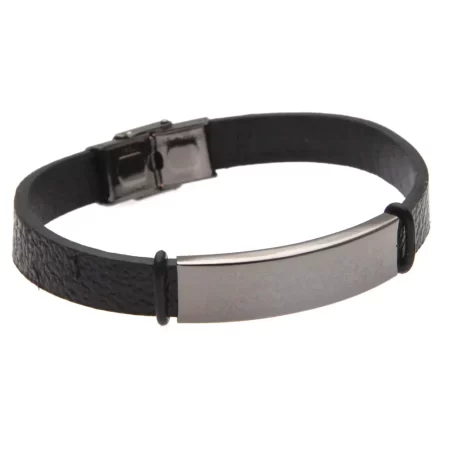 bracciale cuoio personalizzato uomo piastra acciaio brunita bcc1847