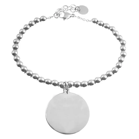 bracciale con incisione personalizzata donna ciondolo tondo bcc1851