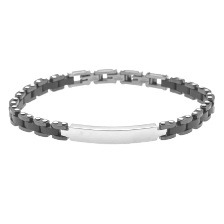 bracciale con incisione uomo piastra acciaio e ceramica bcc2402