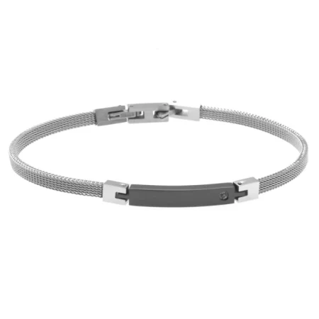 bracciale uomo da incidere piastra acciaio maglia milano bcc2045
