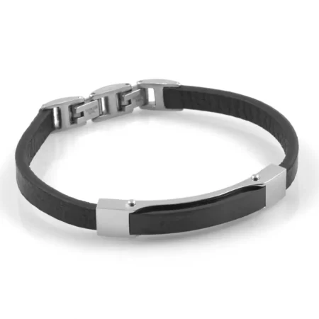 bracciale uomo incisione pelle con piastra in acciaio bcc2072