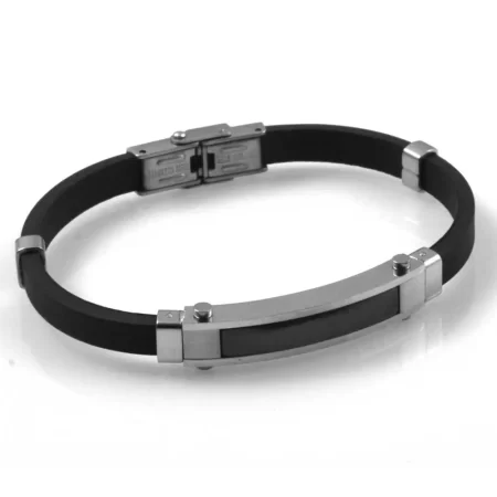 bracciale uomo con incisione personalizzata acciaio e caucciù bcc2136