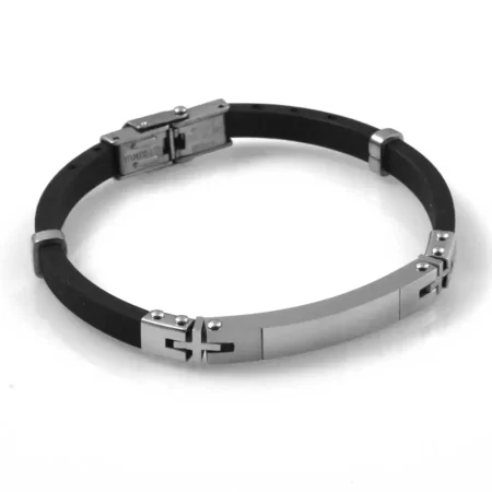 braccialetto personalizzato uomo piastra acciaio in caucciù bcc2137