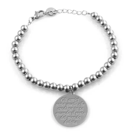 bracciale amiche per sempre con frase in acciaio bcc2154