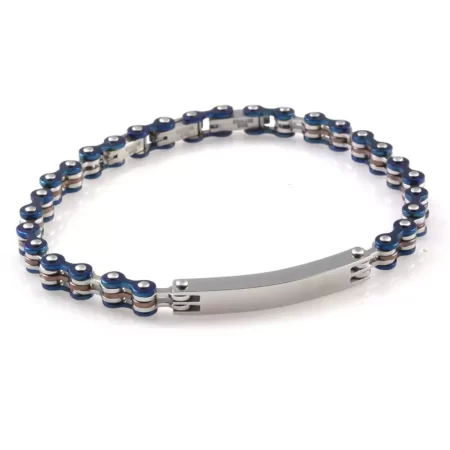 bracciale con incisione uomo catena moto acciaio con piastra bcc2262