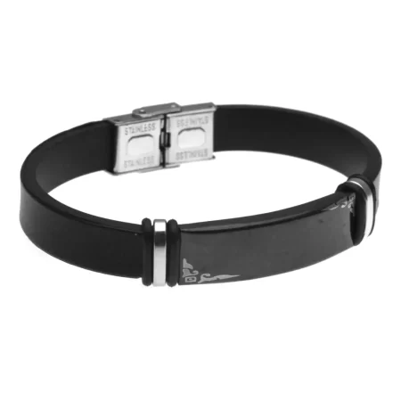 bracciale scritta personalizzata uomo piastra acciaio e caucciù bcc2302