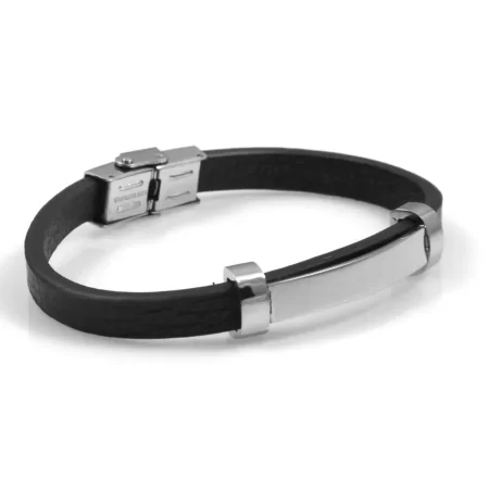 bracciale uomo con incisione personalizzata pelle e acciaio bcc2328