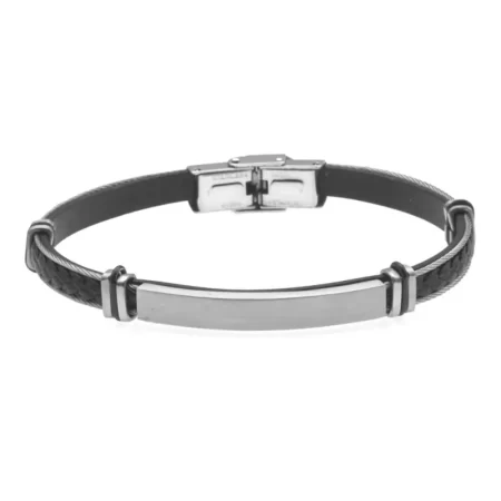 bracciale uomo incisione personalizzata pelle cavetto acciaio bcc2330