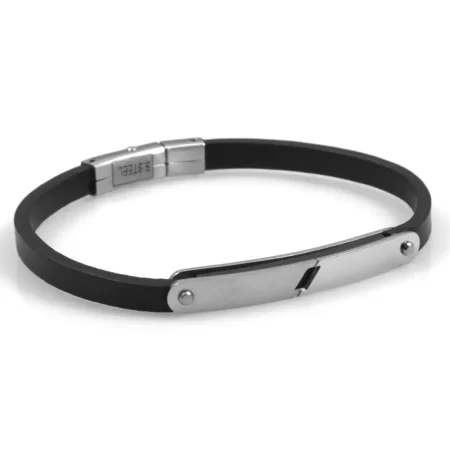 bracciale personalizzato uomo pelle con piastra in acciaio bcc2336