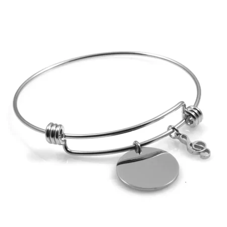 bracciale donna personalizzato ciondolo e chiave di sol o violino bcc2354