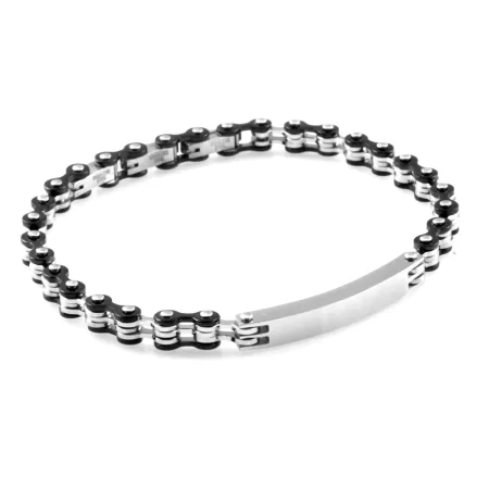 bracciale con incisione catena moto uomo acciaio con piastra bcc2261
