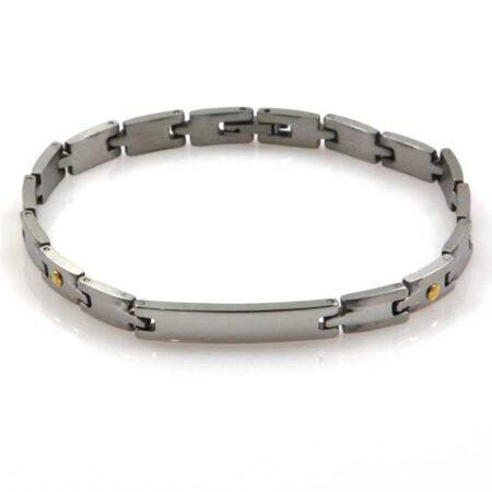 braccialetto con incisione acciaio e oro uomo con piastra bcc1626