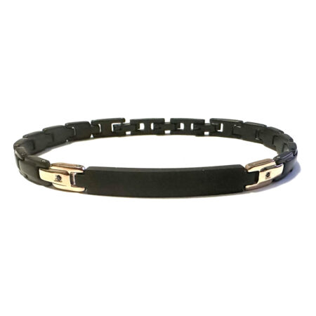 bracciale uomo con piastra in acciaio e strass bcc2760