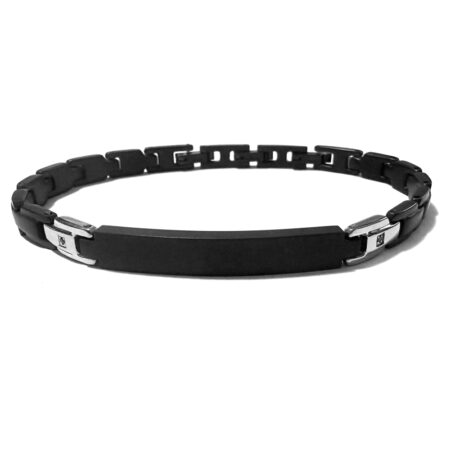 bracciale uomo con piastra in acciaio e strass bcc2761