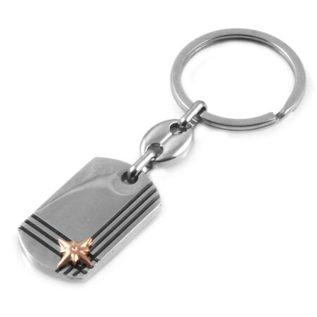 Portachiavi uomo con rosa dei venti in acciaio prt0222
