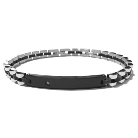 bracciale in acciaio uomo bicolore con piastra per incisioni bcc1514